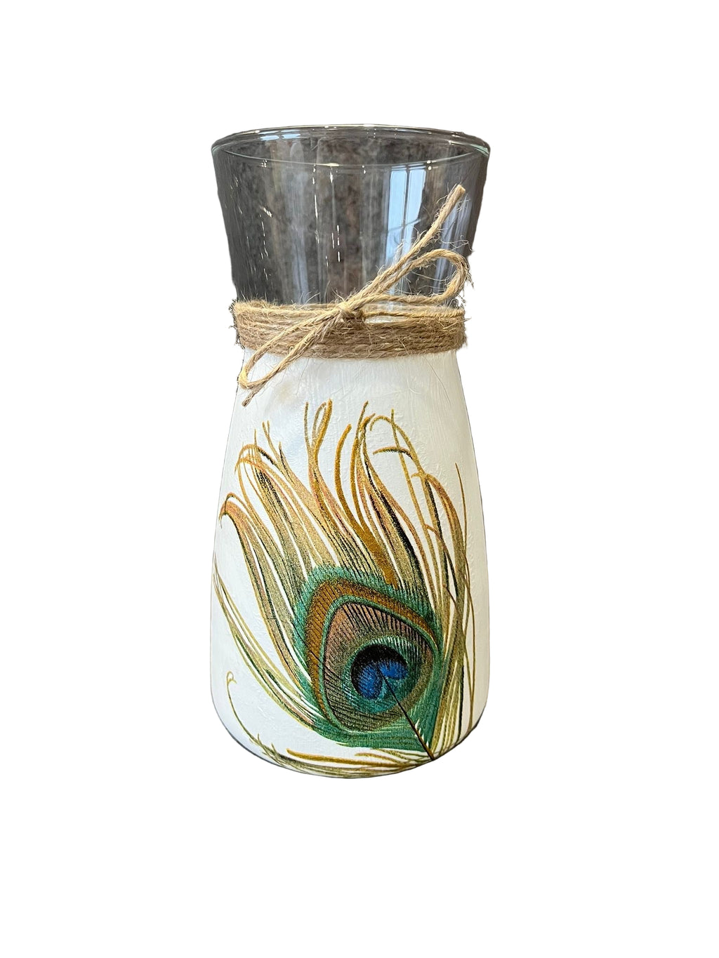 Peacock Feather Decoupage Vase
