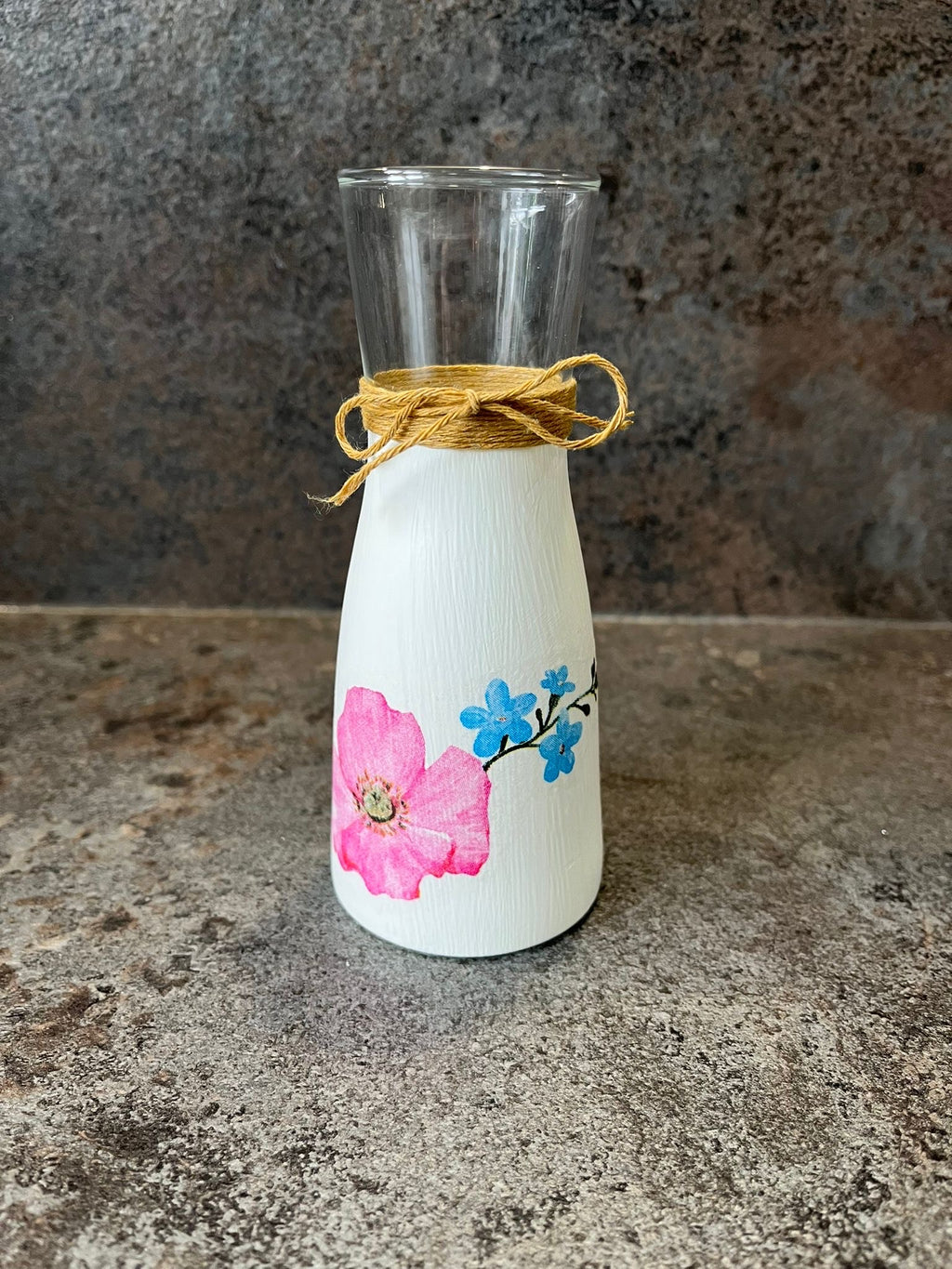 Pink Poppy Decoupage Vase