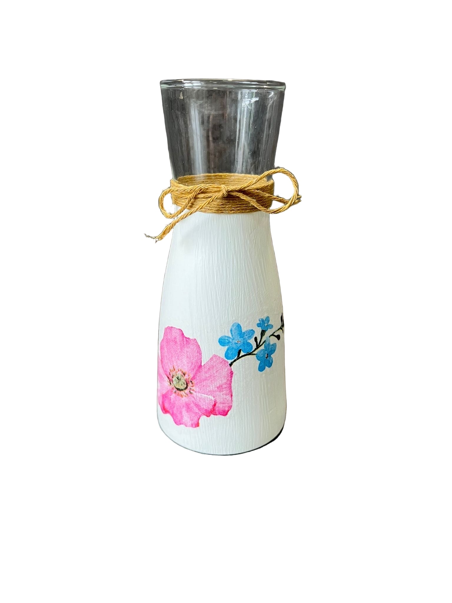 Pink Poppy Decoupage Vase