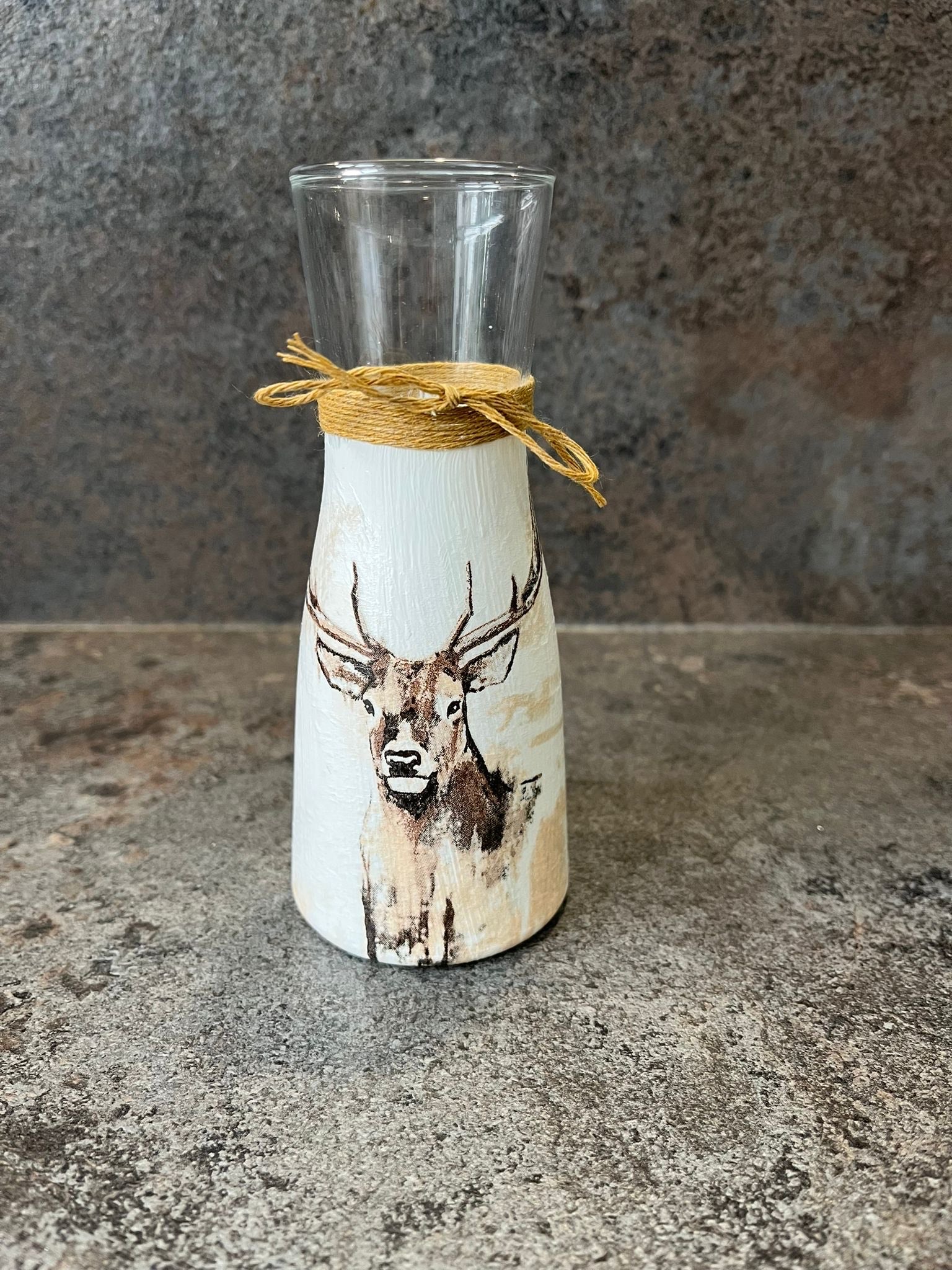 Stag Decoupage Vase