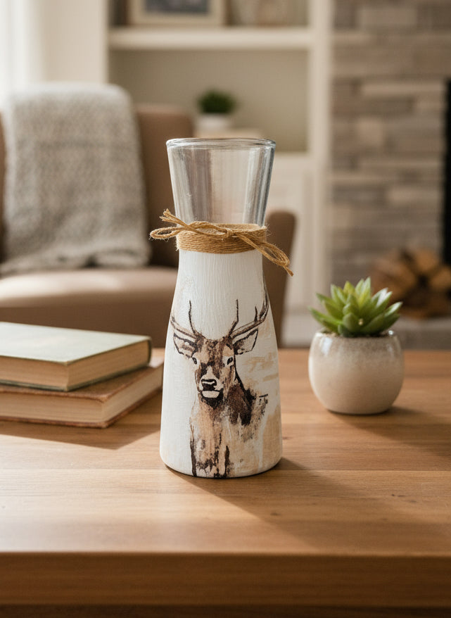 Stag Decoupage Vase