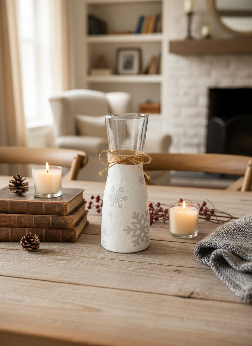 Snowflake Decoupage Vase