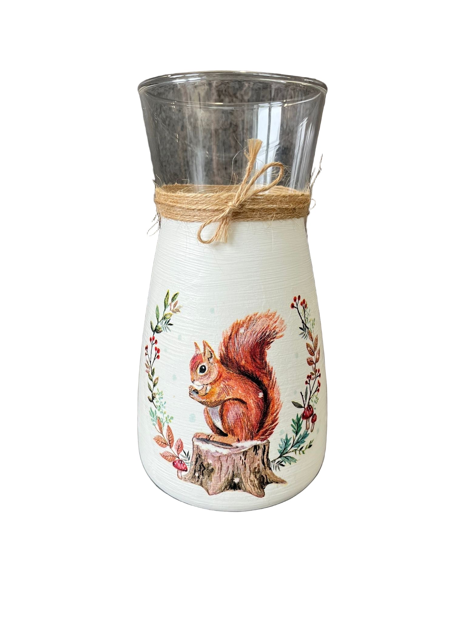 Squirrel Decoupage Vase