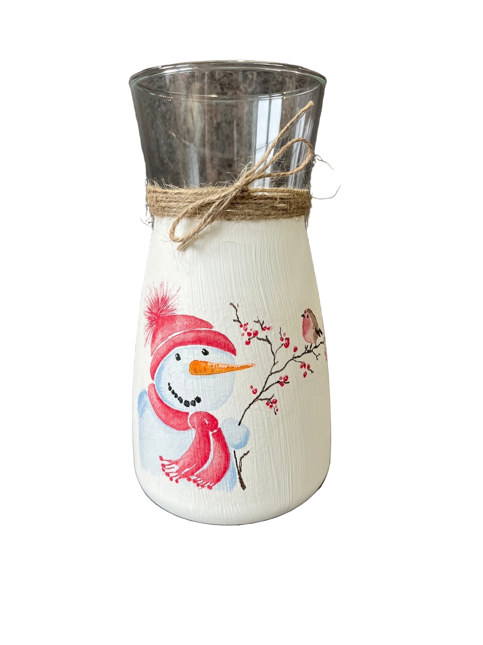 Snowman Decoupage Vase