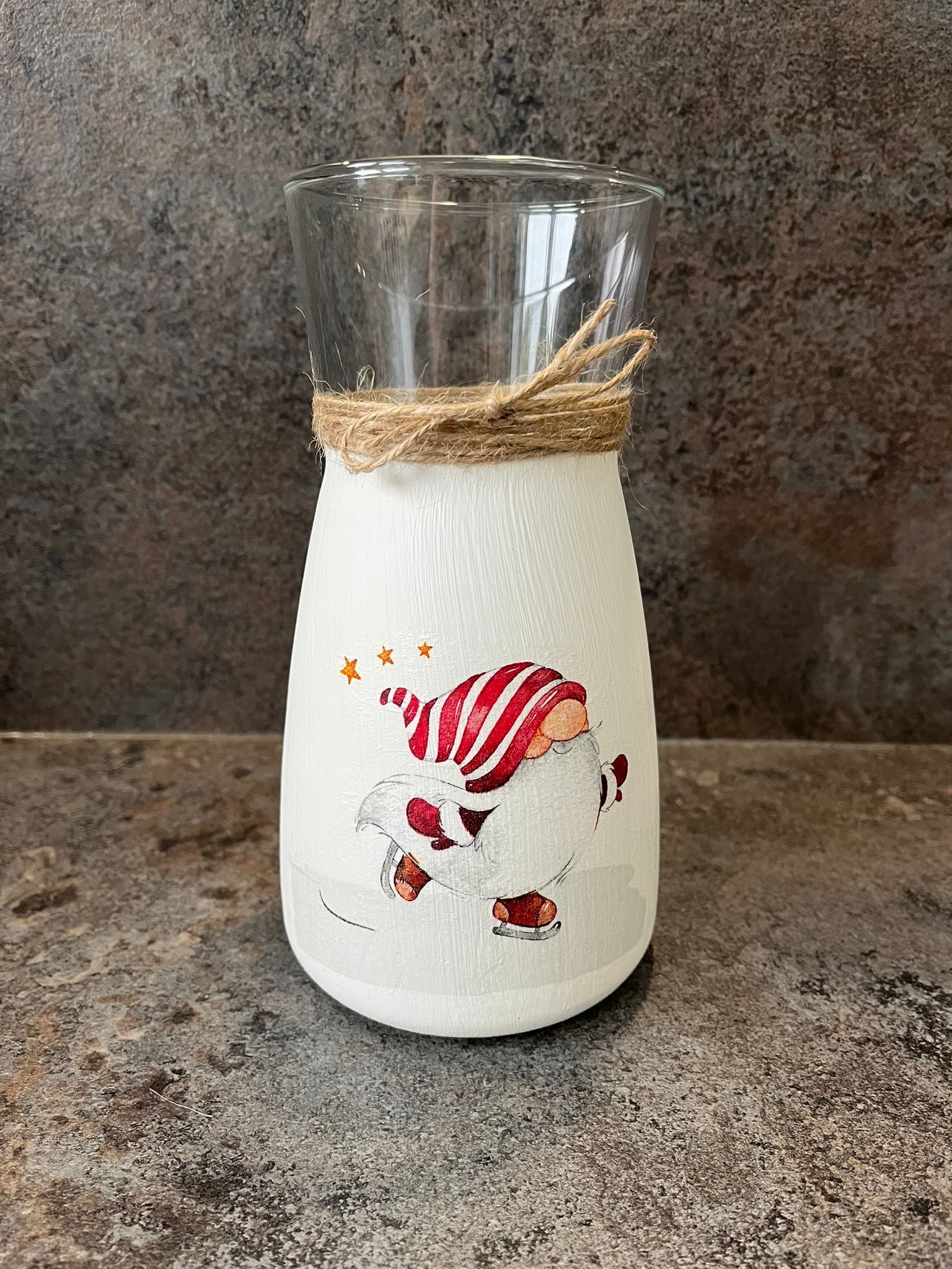 Christmas Gonk Decoupage Vase