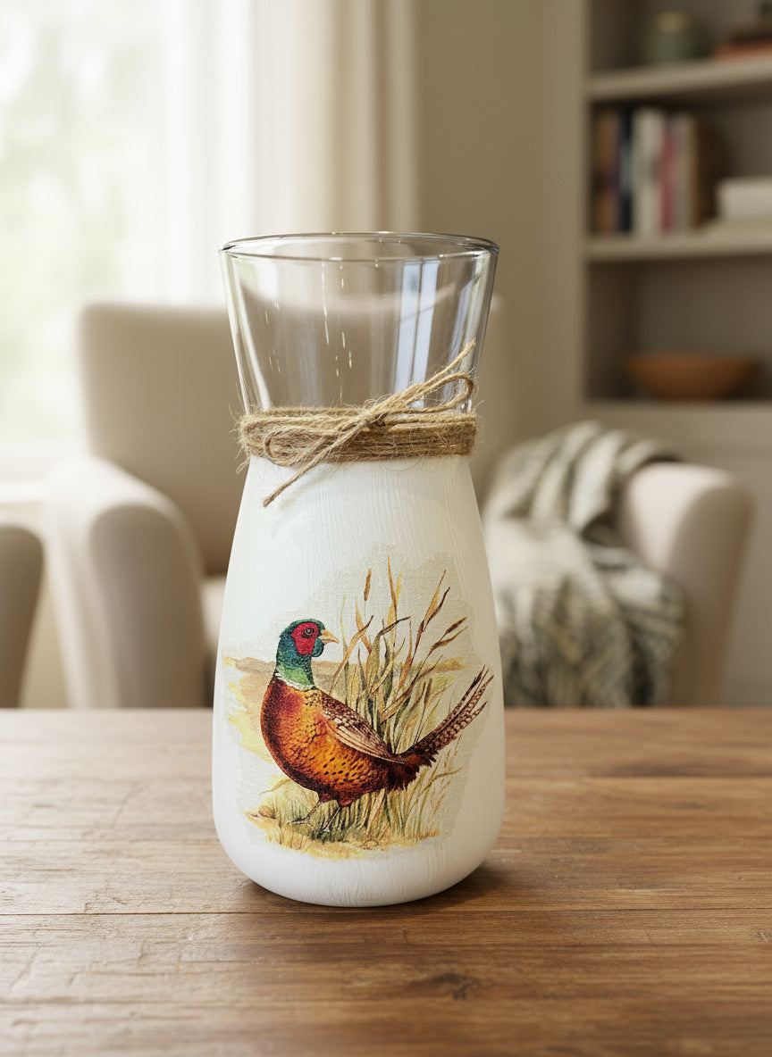 Peacock Decoupage Vase