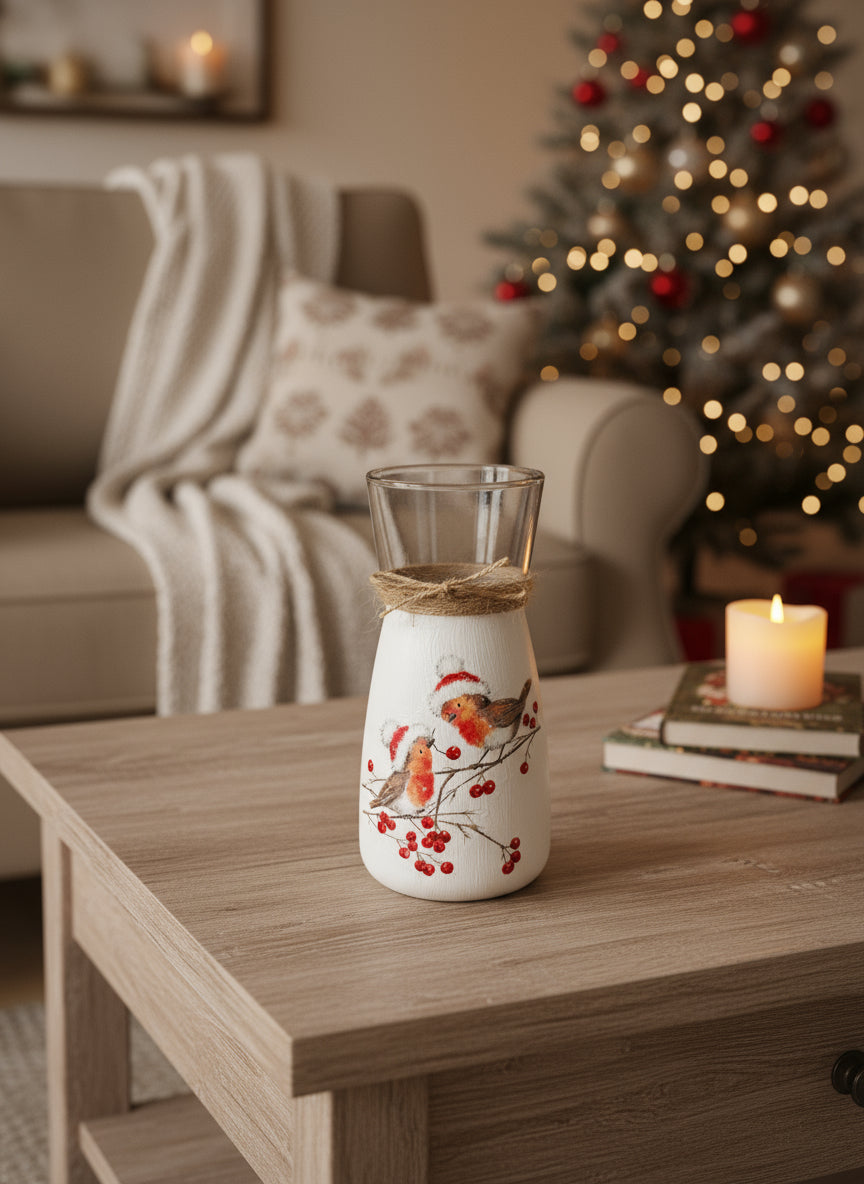 Robin Duo Decoupage Vase