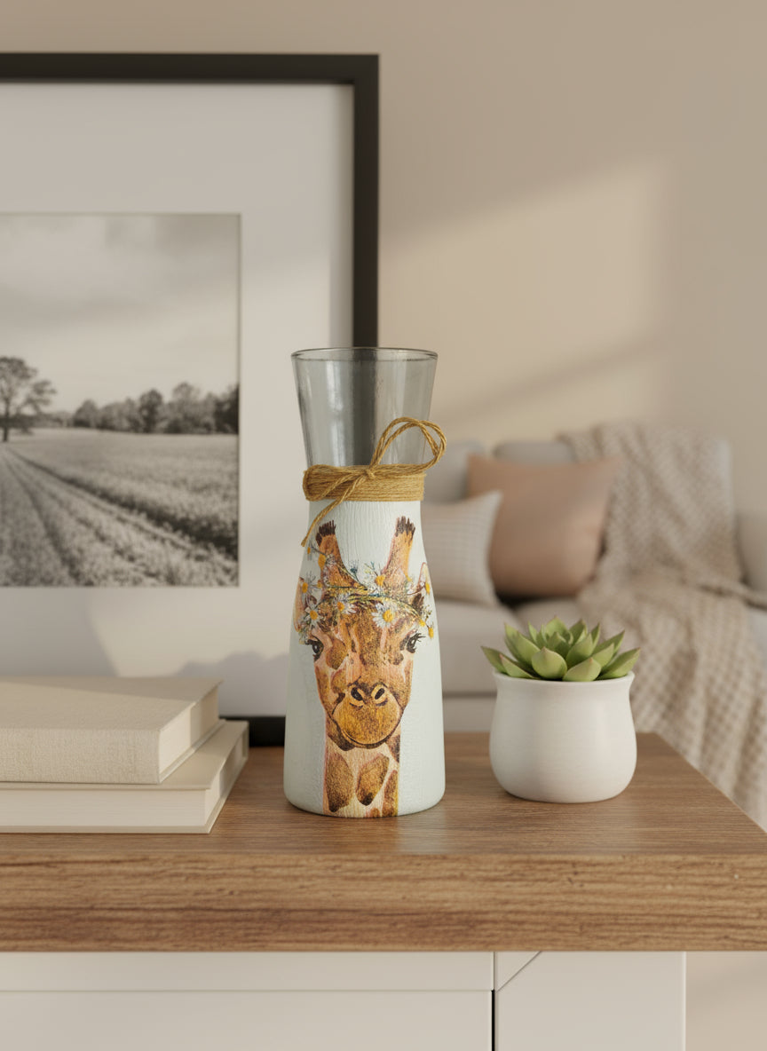 Giraffe Decoupage Vase