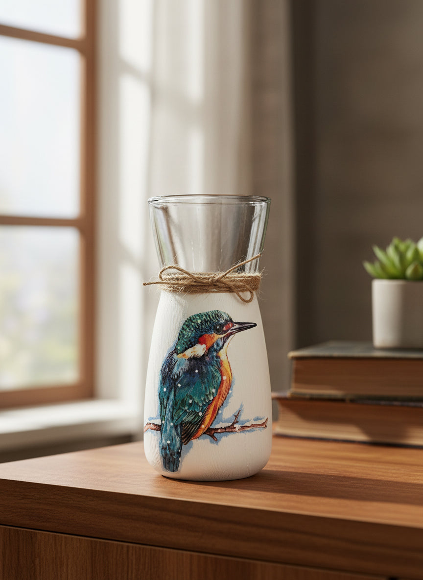 Kingfisher Decoupage Vase