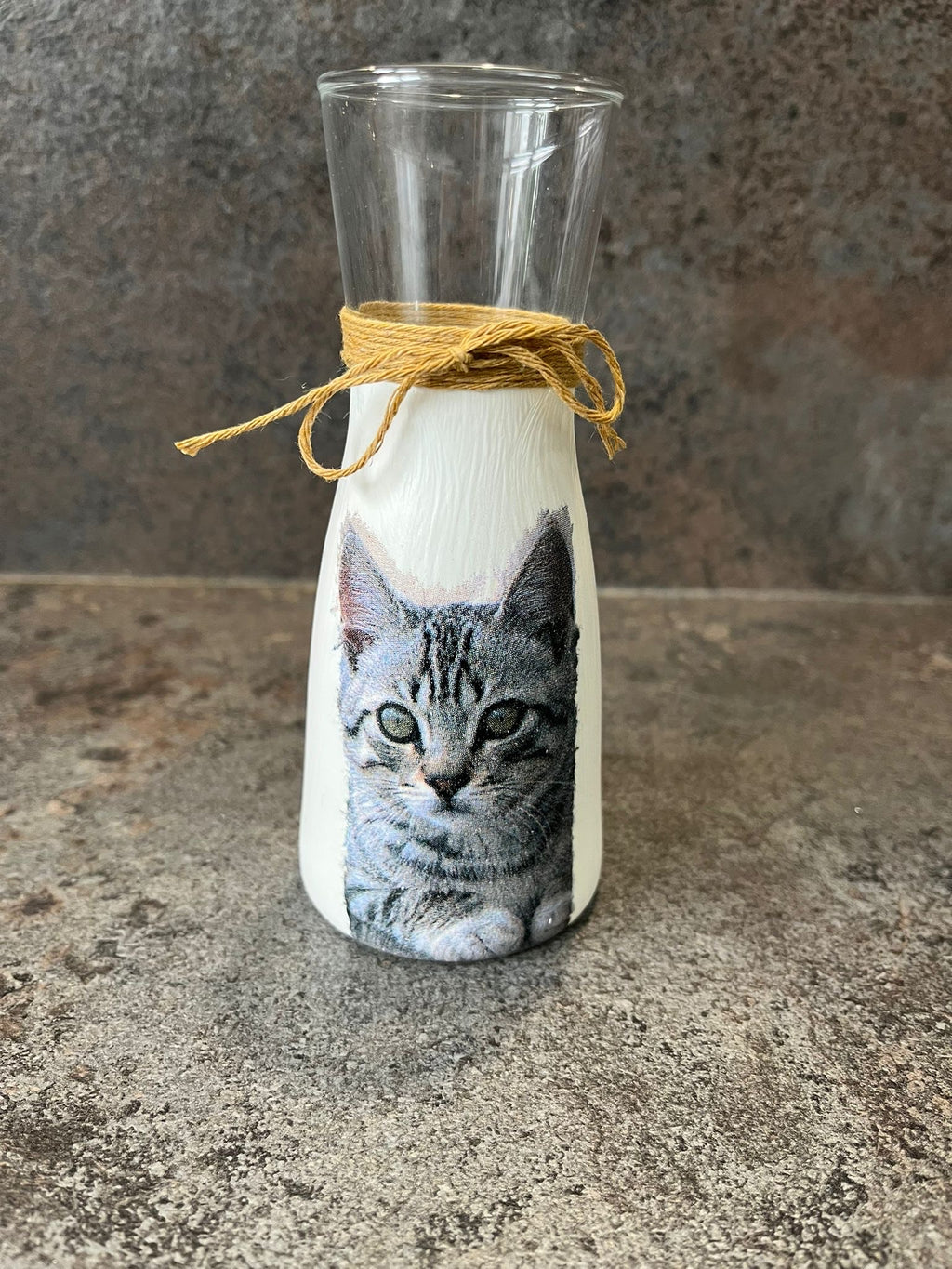 Cat Decoupage Vase