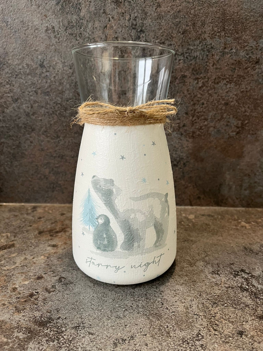 Polar Bear Decoupage Vase