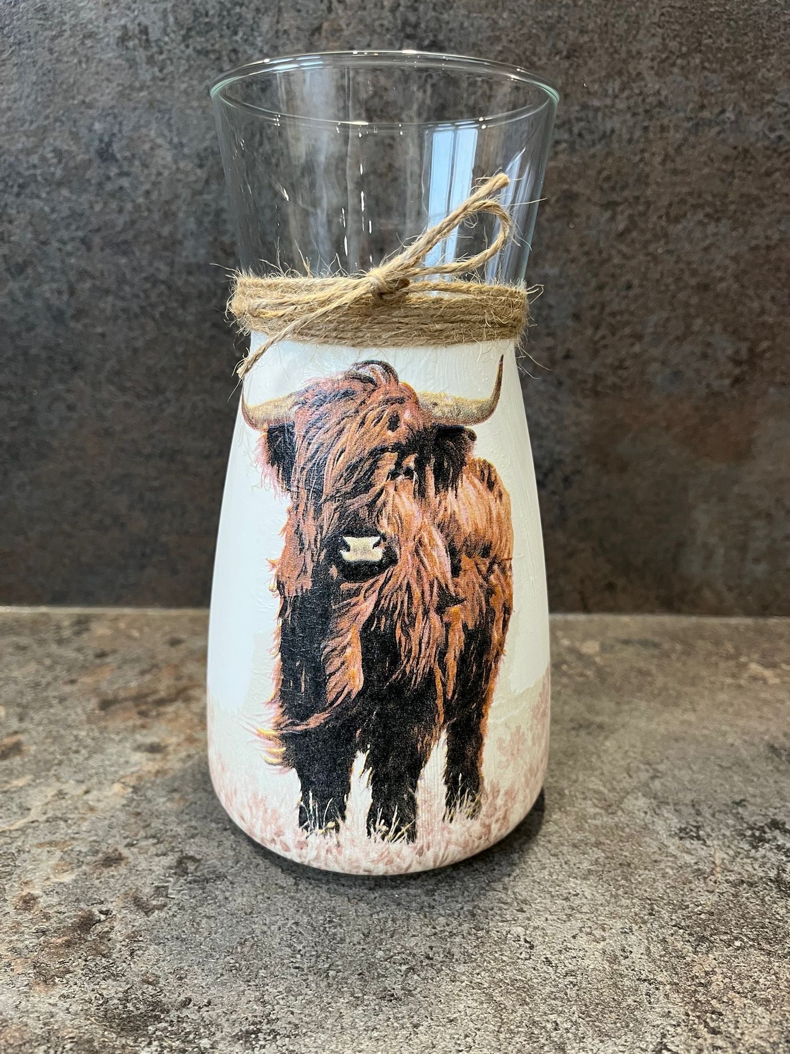 Highland Cow Full Body Decoupage Vase