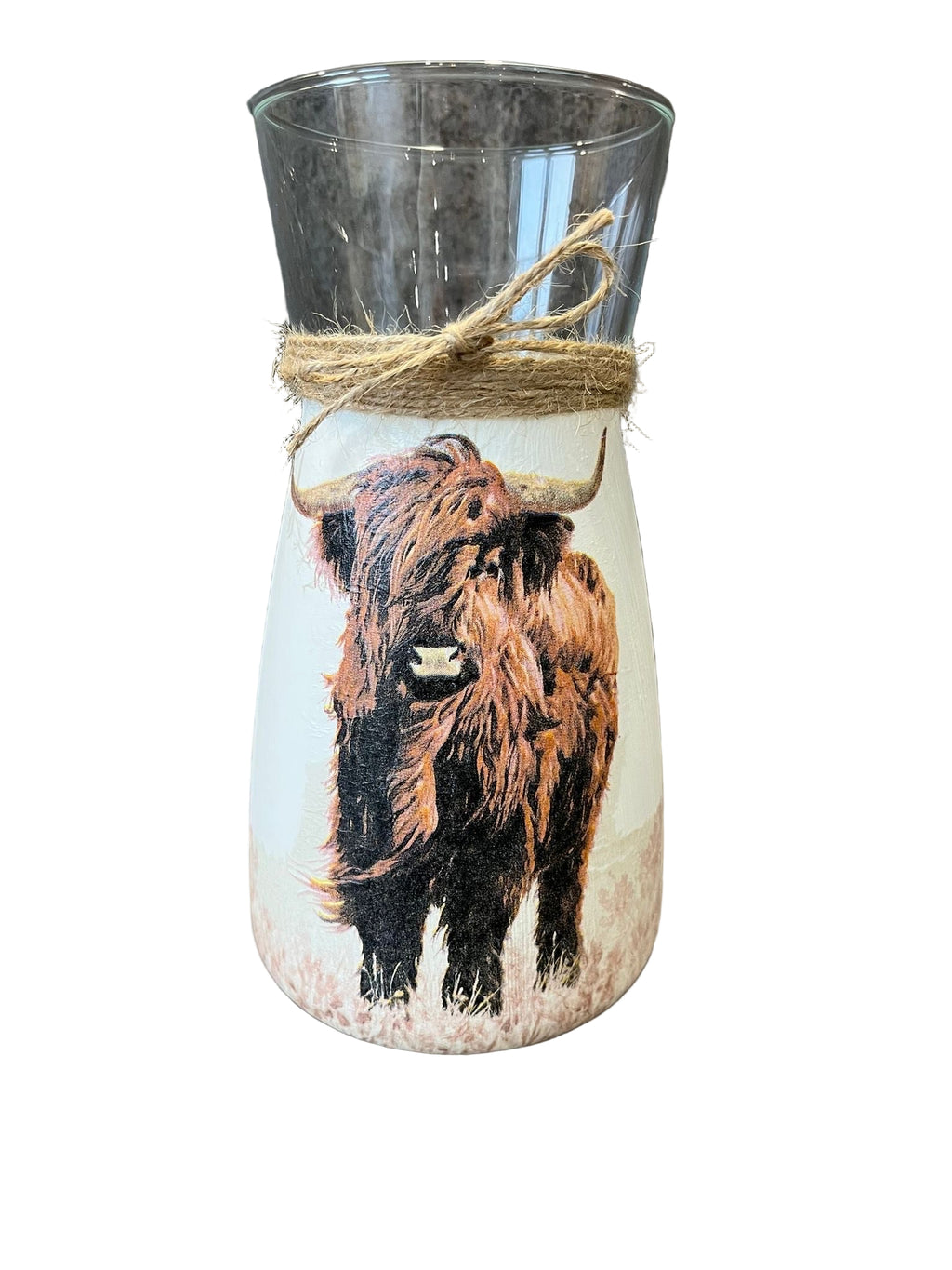 Highland Cow Full Body Decoupage Vase