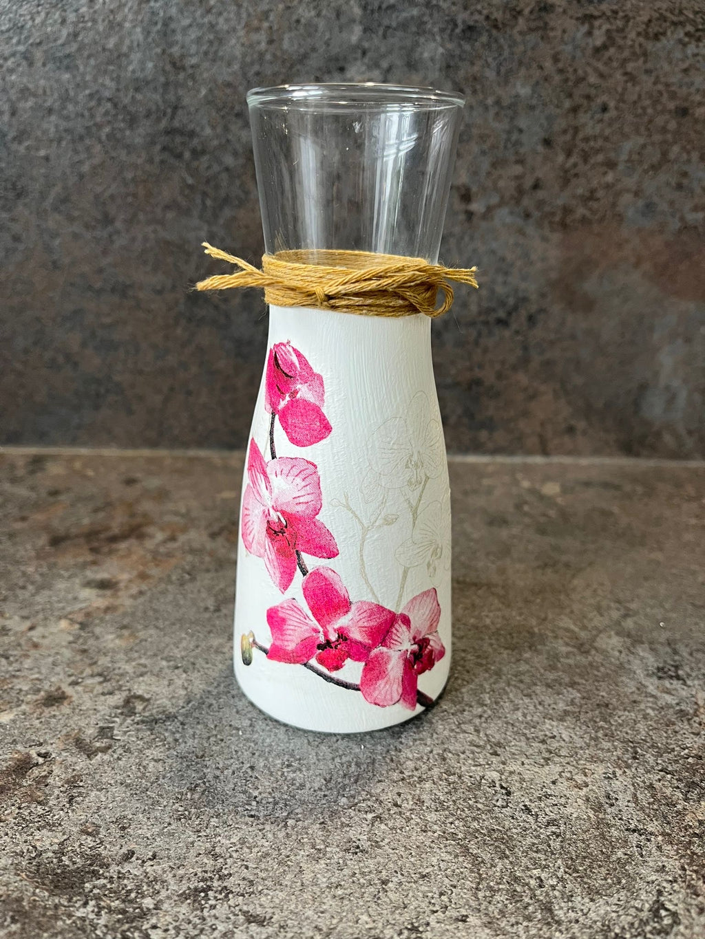Orchid Decoupage Vase