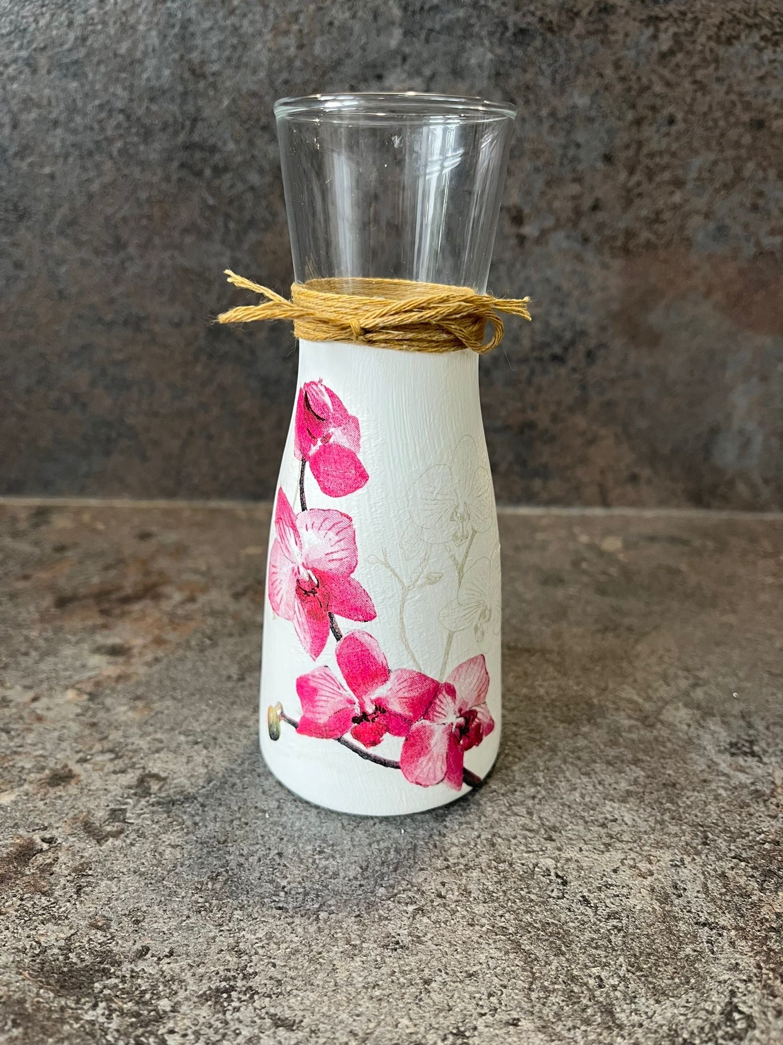 Orchid Decoupage Vase
