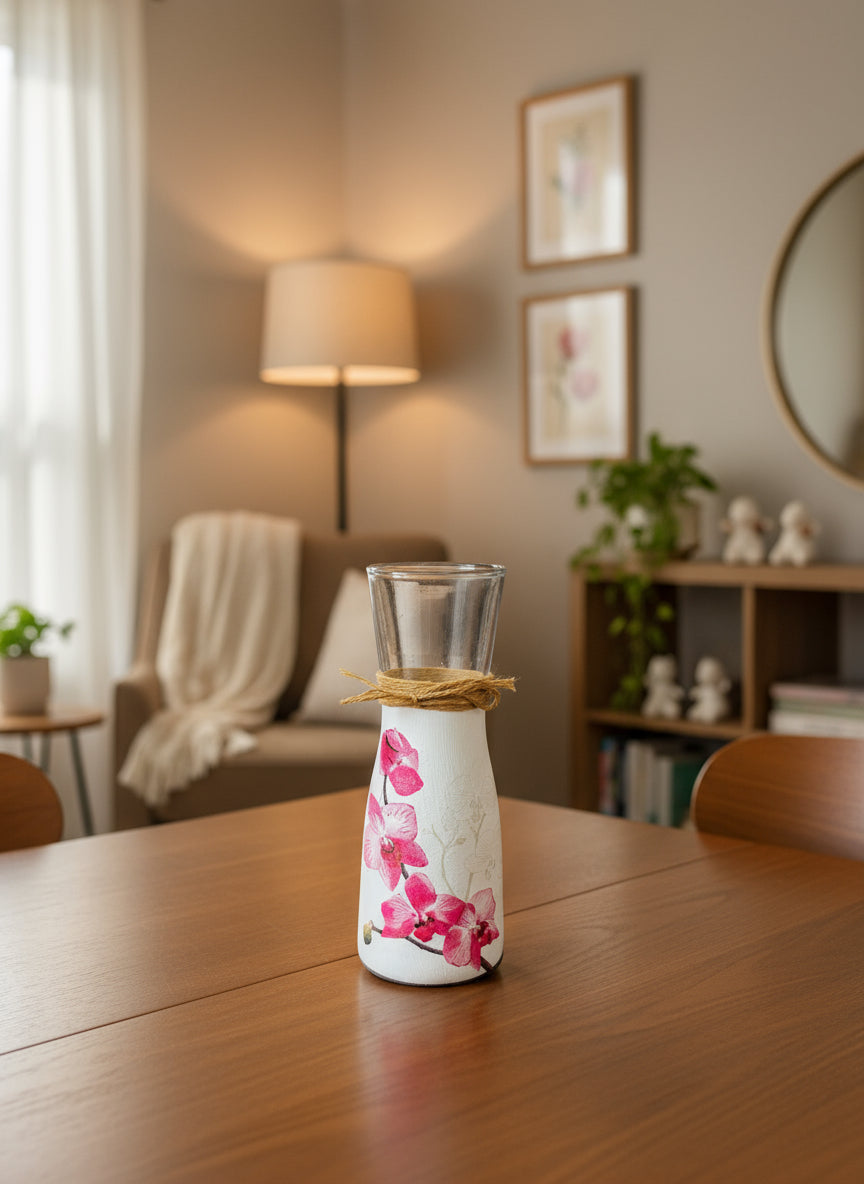 Orchid Decoupage Vase