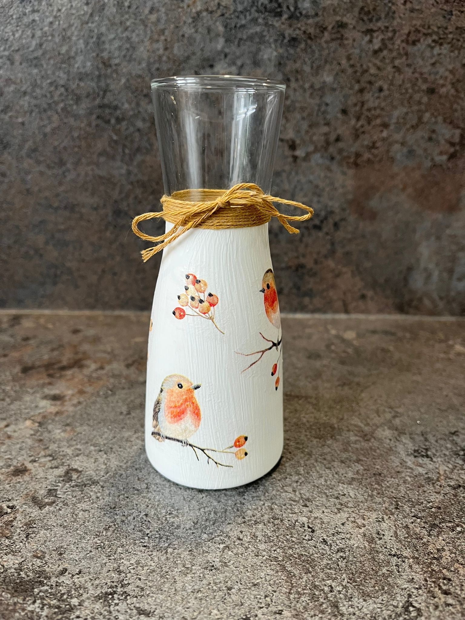 Robin Decoupage Vase