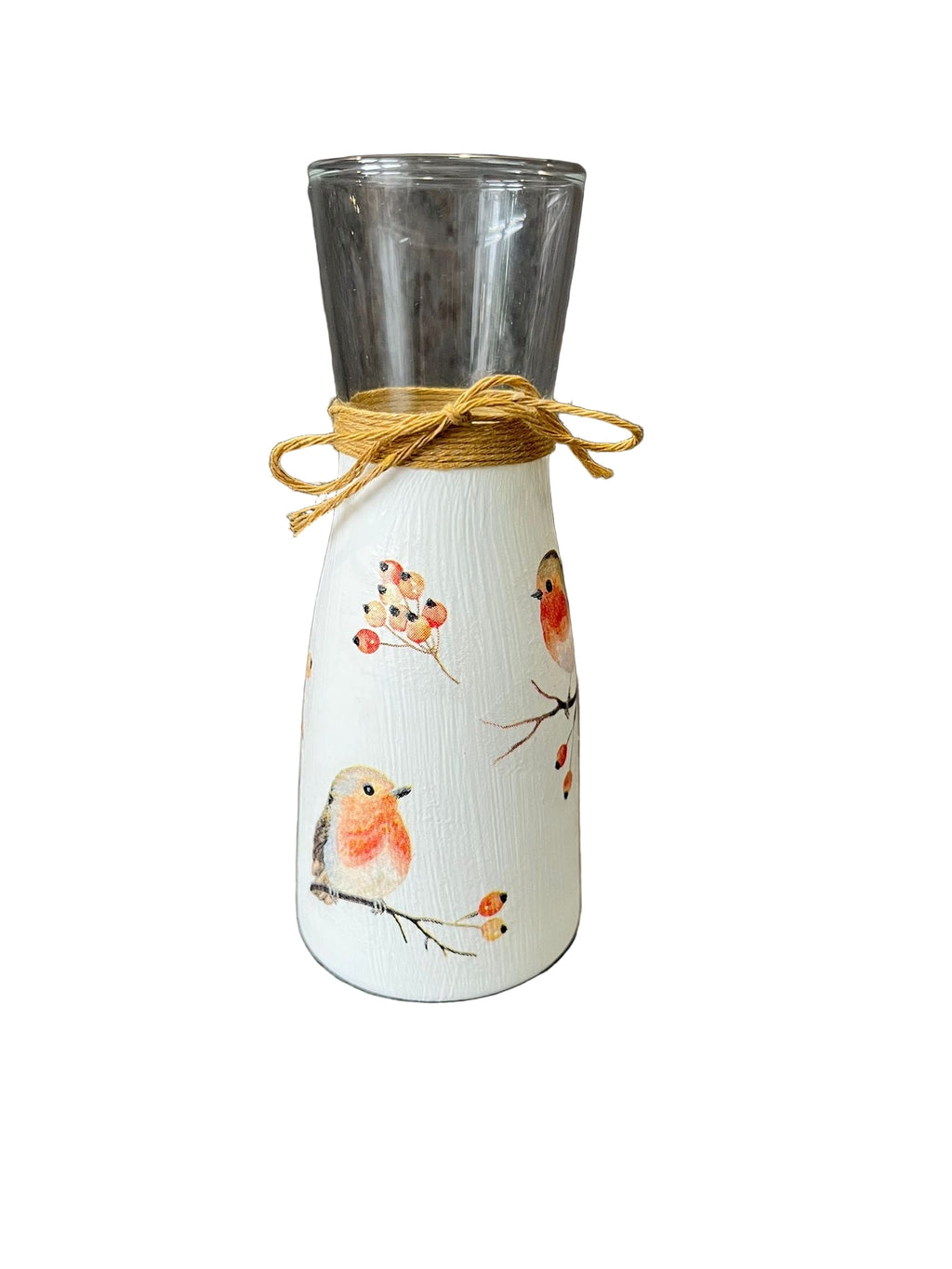Robin Decoupage Vase