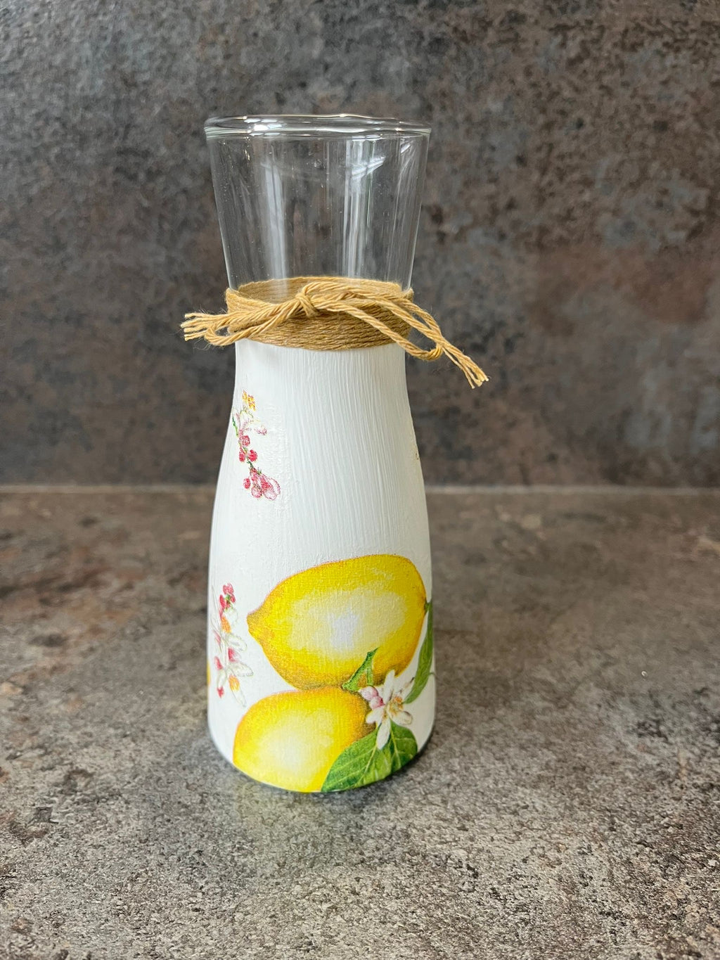Lemon Decoupage Vase